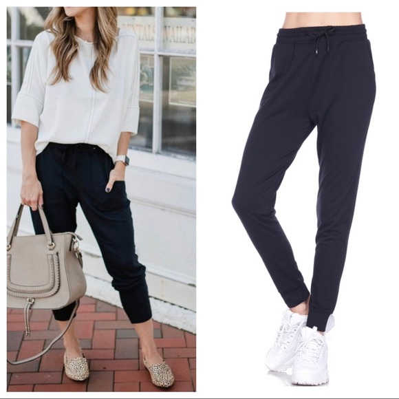 ShopEvelynne Pants - #14 COZY CHIC BLACK SIDE POCKETS JOGGERS
